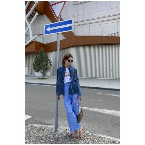 фото Джинсовая рубашка на кнопках aiza outfit aiza.2752.33 голубой 44