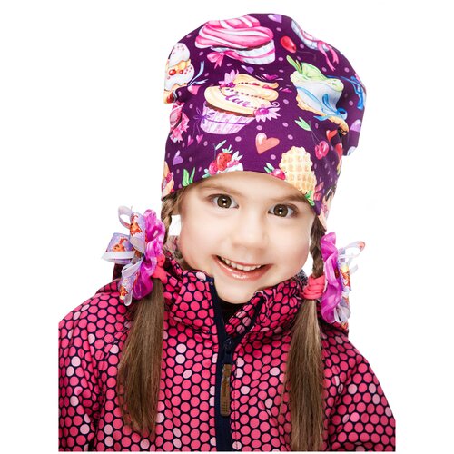 фото Шапка бини для девочки фиолетовая (набор 5 шт.) нет бренда