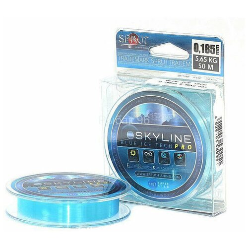 фото Леска sprut skyline fluorocarbon composition icetech pro blue 0.105 50м