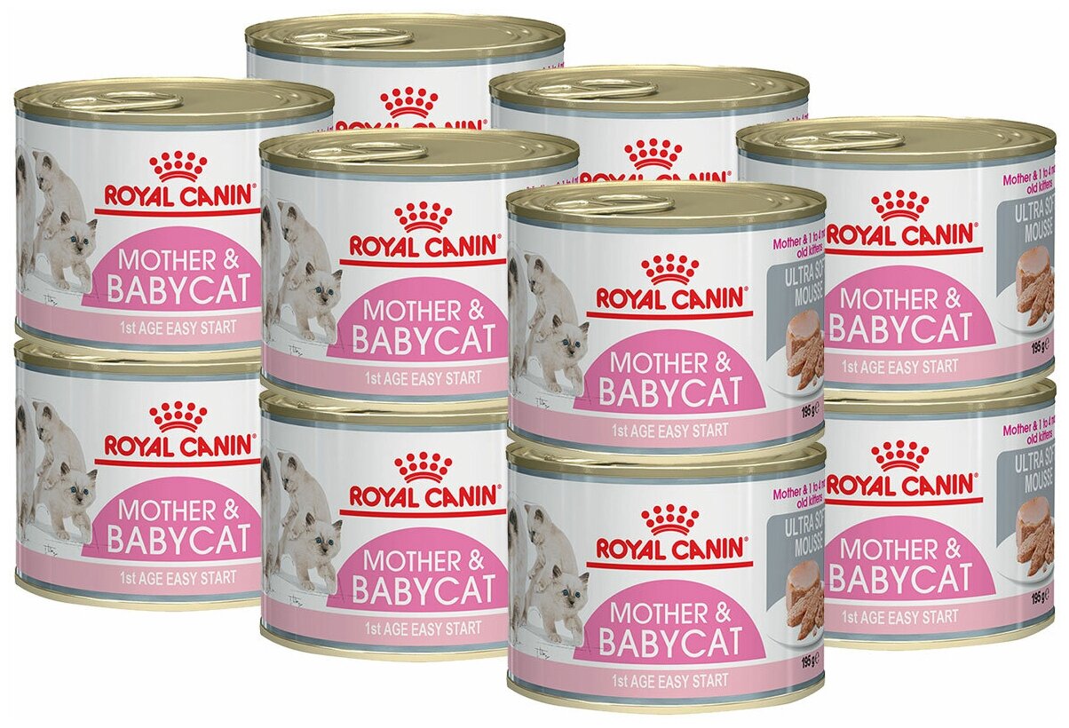 ROYAL CANIN MOTHER & BABYCAT для котят до 4 месяцев беременных и кормящих кошек мусс (195 гр х 12 шт)
