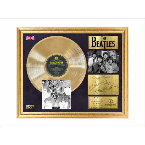 Золотой винил The Beatles Revolver и автографами в рамке