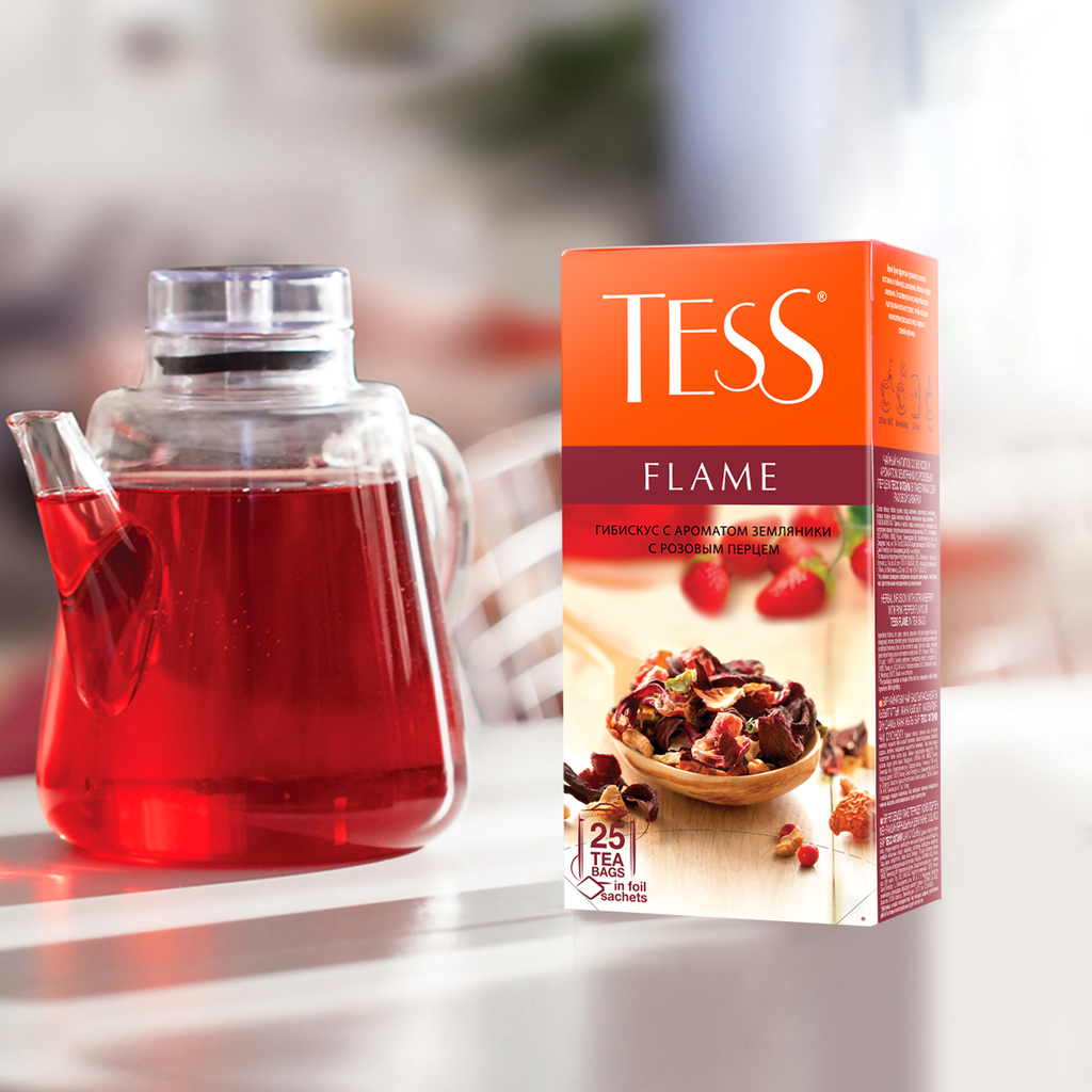 Чай фруктовый Tess Flame с земляникой и розовым перцем 25 пак - фото №9
