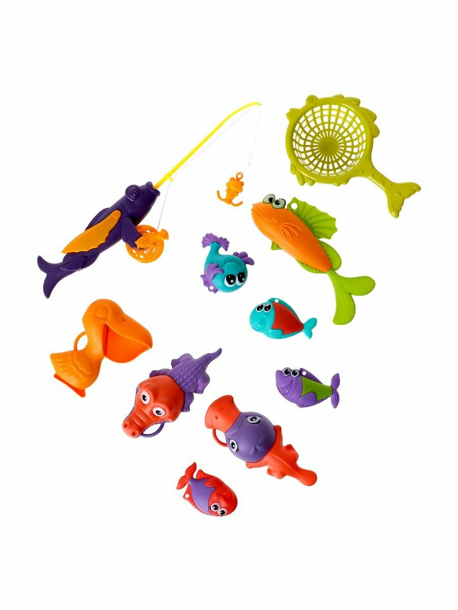 Рыбалка "Волна океана", 8 рыбок, удочка, сачок, цвета микс