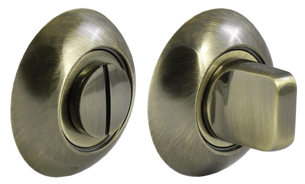 фото Завертка дверная сантехническая для межкомнатных дверей на круглом основании Morelli (Морелли) MH-WC AB Цвет : Античная бронза