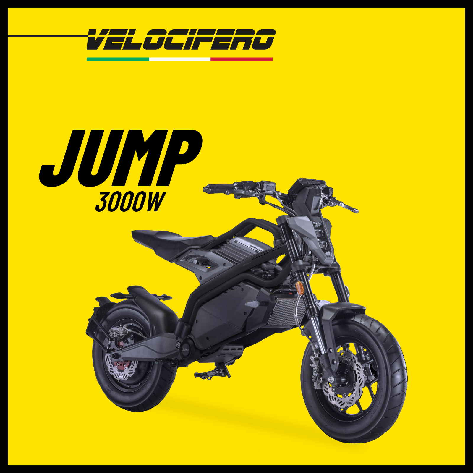 Электромотоцикл Jump 3000W -городской байк от бренда Velocifero, с привлекательным спортивно-футуристическим дизайном, серый