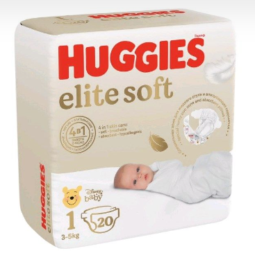 Набор из 3 штук Подгузники Huggies Elite Soft 1 3-5 кг 20шт