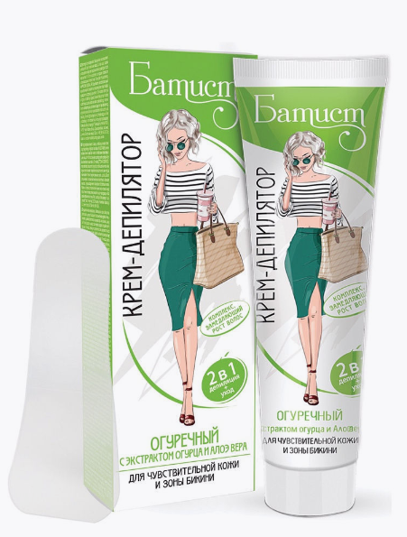Батист крем-депилятор для чувствительной кожи и зоны бикини Огуречный 100мл