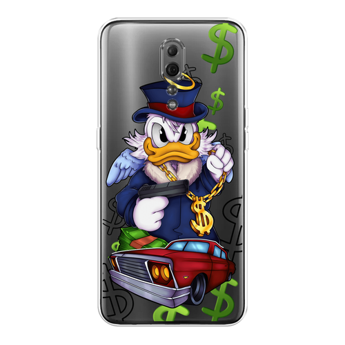 Силиконовый чехол на Oppo Reno Z / Оппо Рено Z Scrooge McDuck with a Gold Chain, прозрачный силиконовый чехол на oppo reno z оппо рено z бирюзовые соты