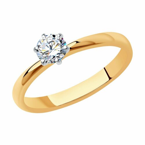 Кольцо SOKOLOV, комбинированное золото, 585 проба, бриллиант синтетический, размер 16.5 эстет кольцо с 1 бриллиантом из комбинированного золота 750 пробы 01о680056 размер 19