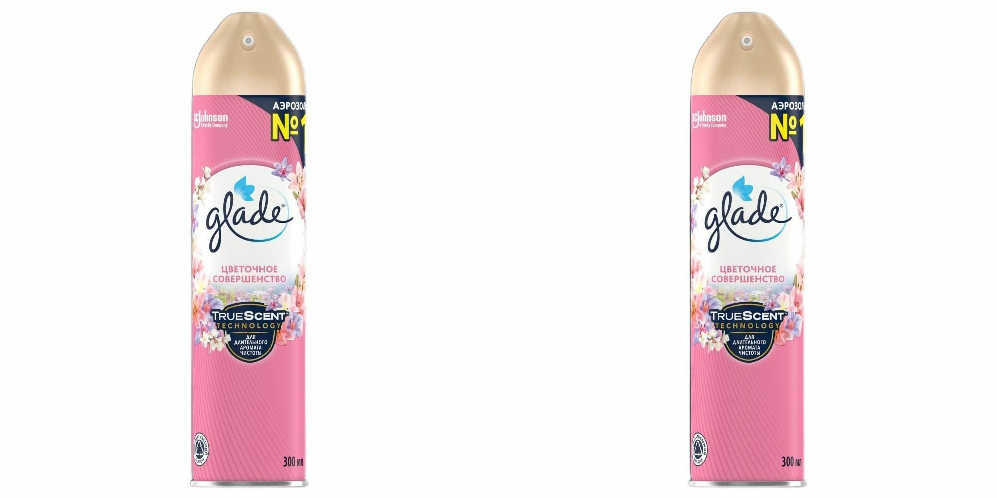 Glade Освежитель воздуха Цветочное совершенство аэрозоль 300 мл 2 шт/
