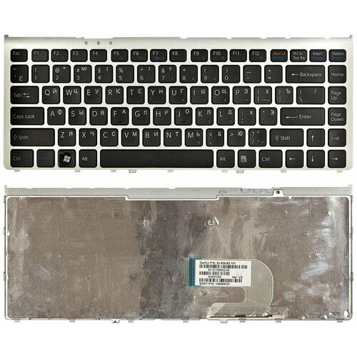 Клавиатура для Sony Vaio 91161370 черная с серебристой рамкой