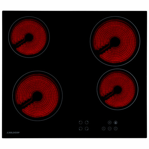 Варочная панель электрическая встраиваемая 60см 6000Вт сенсорное управление таймер автоотключение 9 режимов AXELDORF EH-0606-1 BLACK GLASS 1719900₽