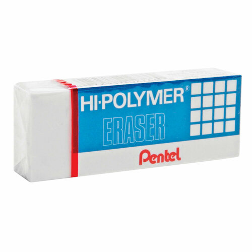 Упаковка 60 шт Ластик PENTEL Япония HI-POLYMER ERASER 35х16х115 мм белый прямоугольный картонный держатель ZEH-03 3480₽