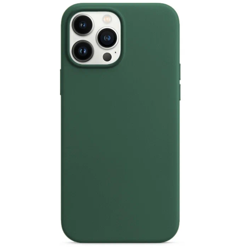 Чехол-накладка кожаный Leather Case с беспроводной зарядкой MagSafe на iPhone 14 Pro Max - зеленый