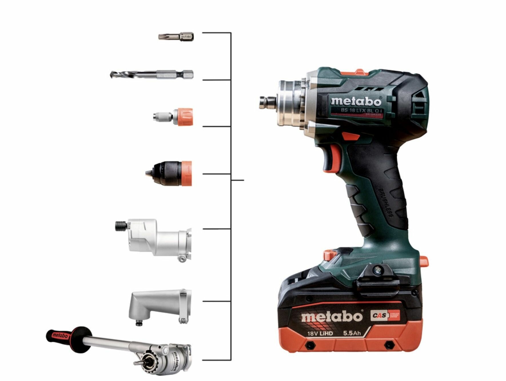 Дрель-шуруповерт аккумуляторная METABO BS 18 LTХ BL i бесщеточная, без АКБ и ЗУ 602358840