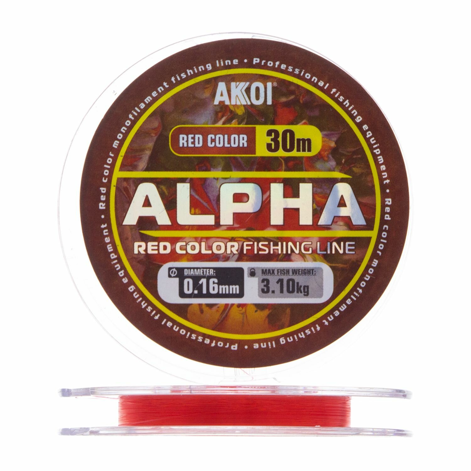 Леска монофильная для рыбалки Akkoi Alpha 0,16мм 30м (red)