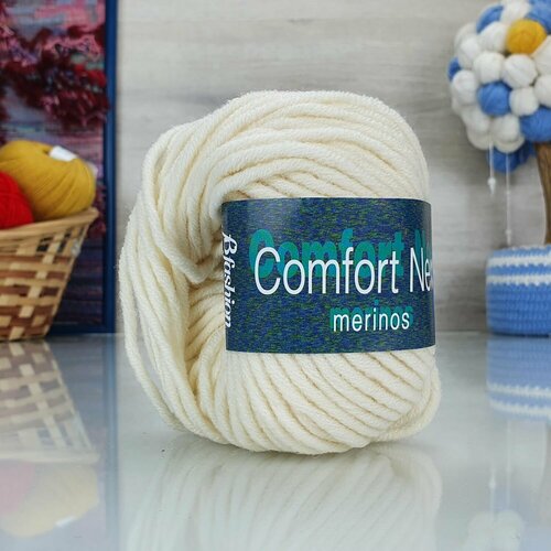 Пряжа Comfort New (Bertagna Filati), молочный - 131, 70% меринос, 30% акрил, 2 мотка, 50 г, 65 м. джемпер next 48 размер