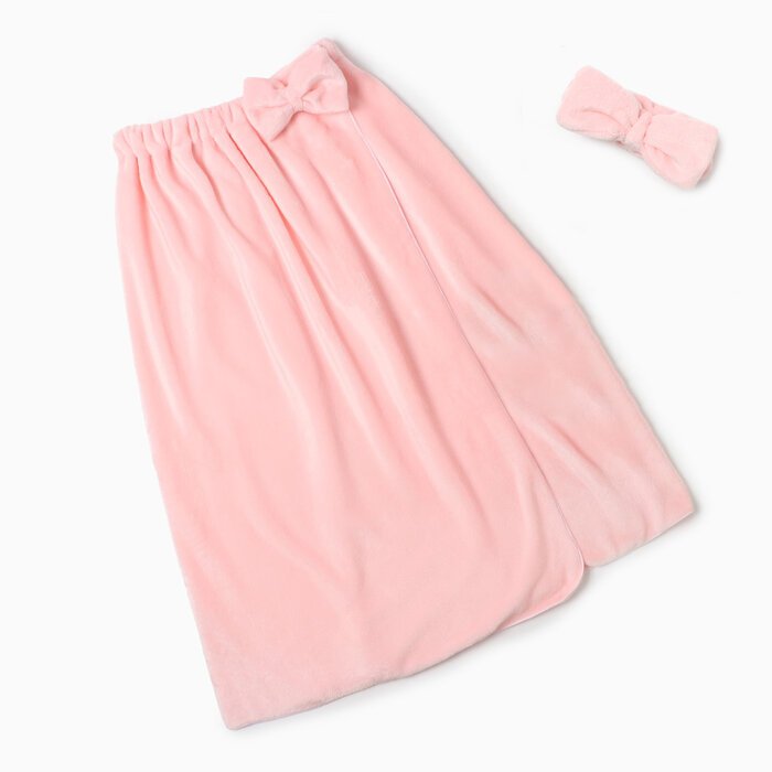 Этель Набор для бани и ванной Этель "Бантик", цв. розовый, полотенце- парео 75*120 см+повязка
