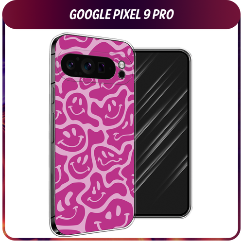 Силиконовый чехол на Google Pixel 9 Pro / Гугл Пиксель 9 Про Расплывчатые смайлики розовые силиконовый чехол расплывчатые смайлики розовые на realme 9 pro реалми 9 про