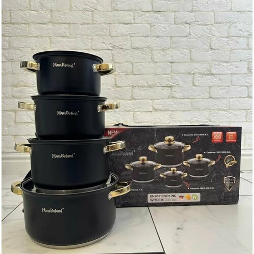 Набор кастрюль 4шт , Нержавеющая сталь с покрытием HausRoland