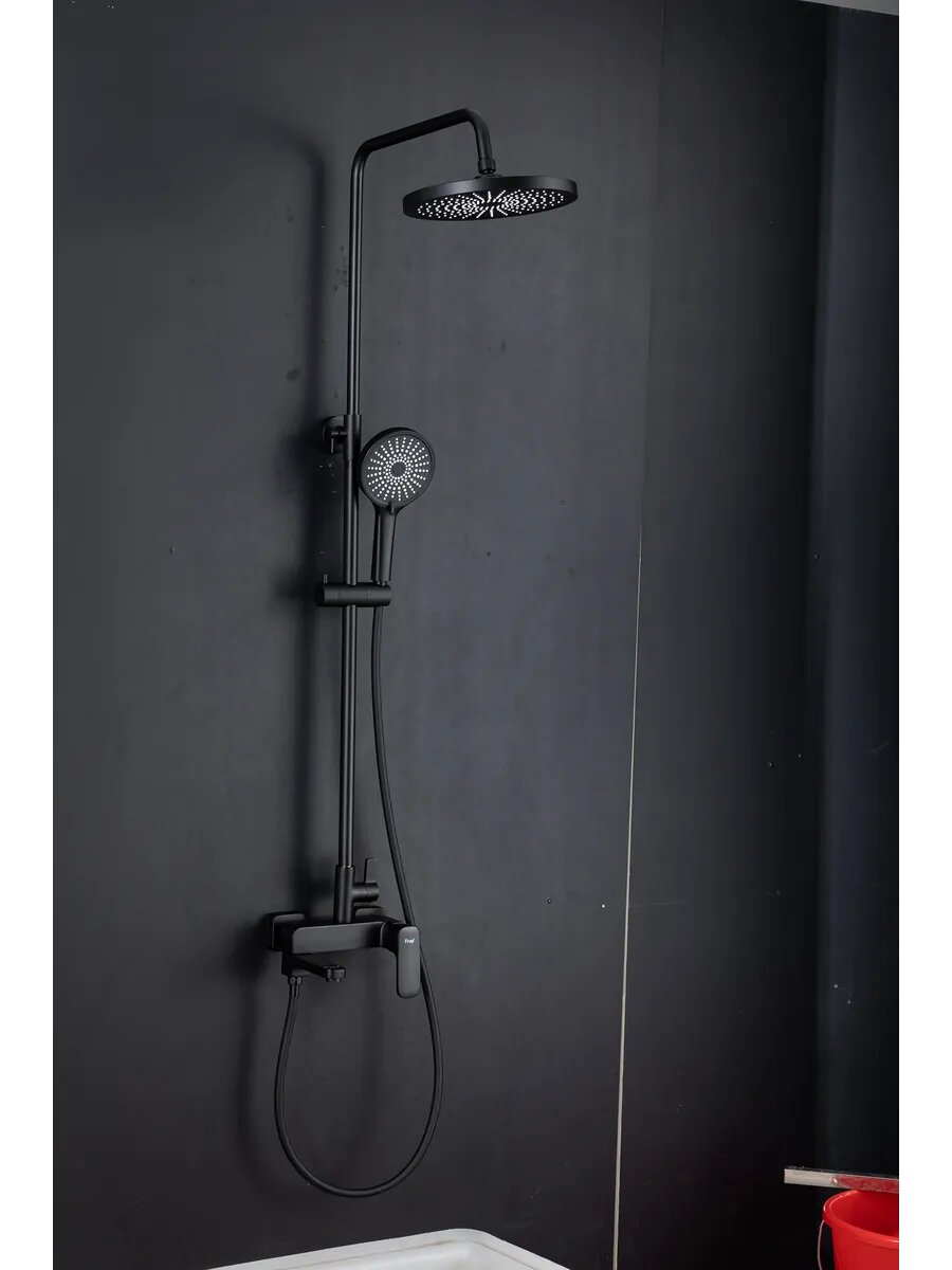 Душевая система с тропическим душем Frap H89 F2489-6, латунь , в черном цвете .