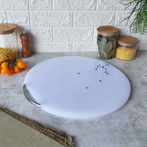 Разделочная доска для мяса 40х40х15см круглая белая Baizheng 800₽