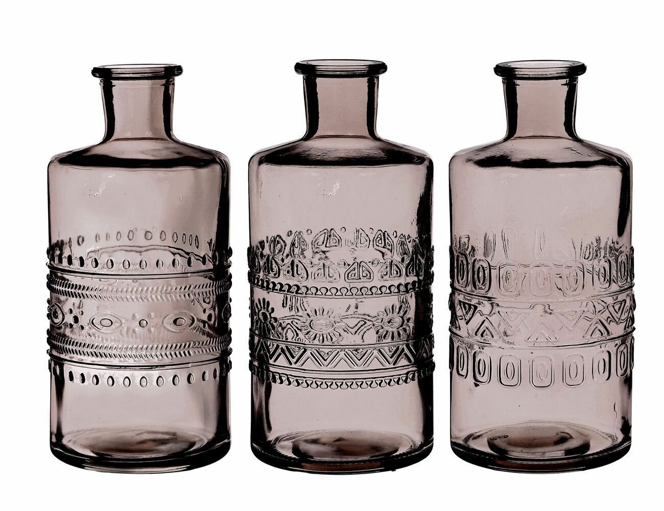 Набор ваз-бутылей, стекло, серый, 16 см, 3 шт, 4 SEASONS