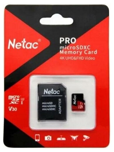 256GB Карта памяти MicroSDXC NETAC P500 Extreme Pro Class 10 UHS-I A1 V30 (100 Mb/s) без адаптера (NT02P500PRO-256G-S) — фото 1
