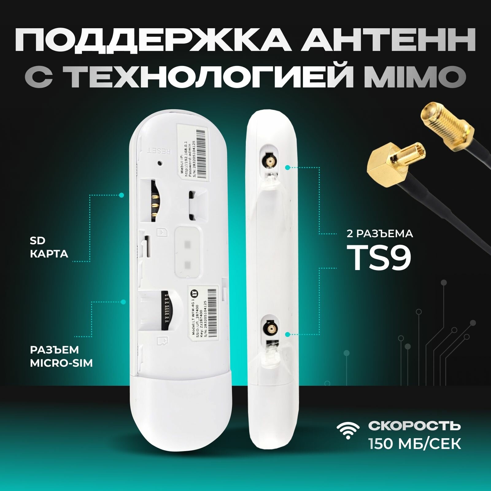 Модем 4g Wi-Fi LIDER TELECOM MF79 С разъёмами TS9 для внешней антенны — фото 1