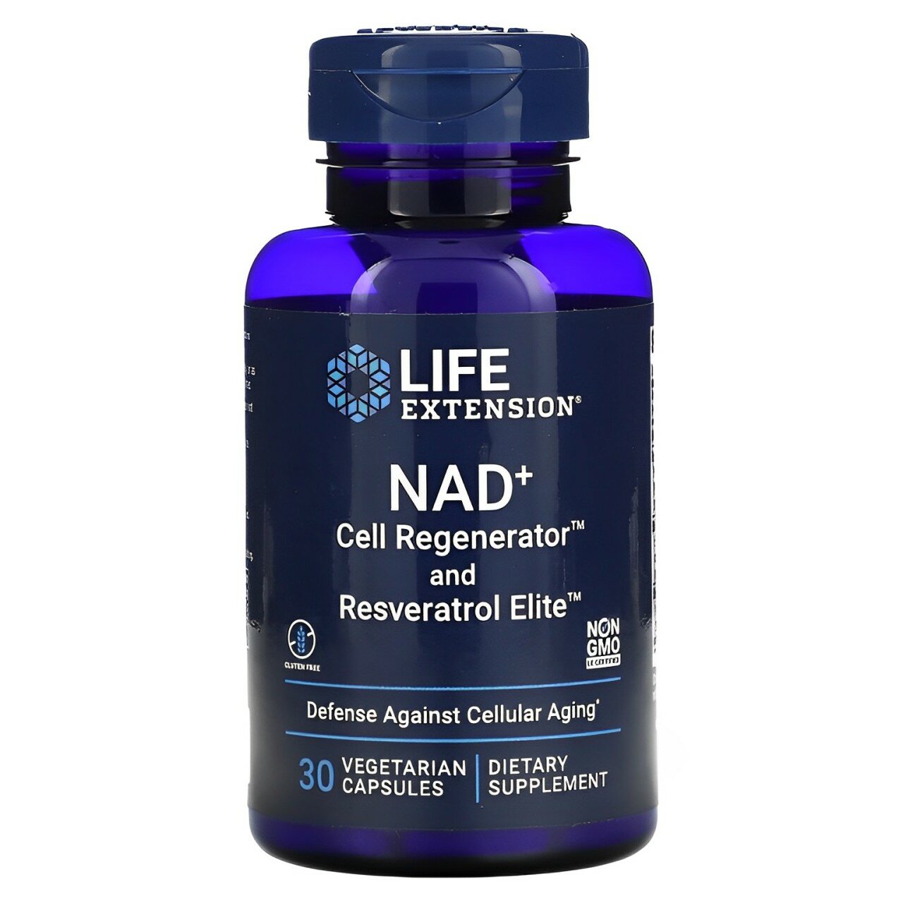 Life Extension, NAD + клеточная регенерация и ресвератрол, никотинамид рибозид NIAGEN, 30 вегетарианских капсул