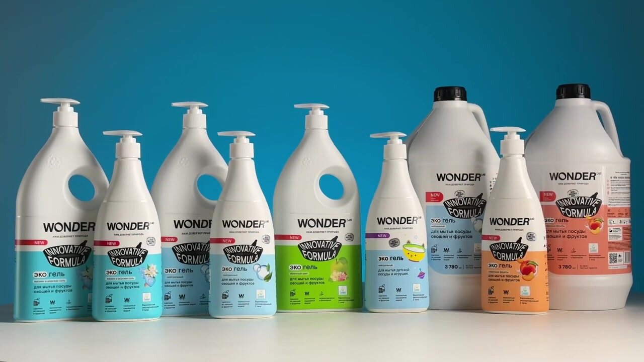 Эко гель для мытья посуды овощей и фруктов WONDER LAB, с нежным ароматом жасмина и морской соли, 1 л — фото 1