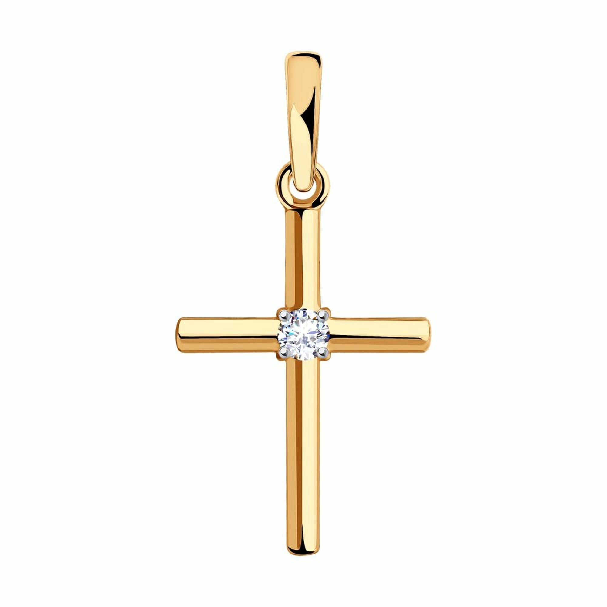 Крестик Diamant online, красное золото, 585 проба