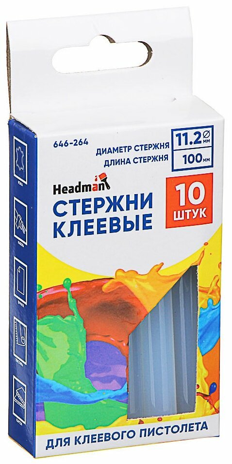 4 набора Стержни клеевые 11,2x100 мм (4 набора по 10 шт в каждом)