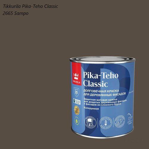 фото Краска матовая для деревянных фасадов tikkurila pika-teho classic (0,9л) 2665 sampo
