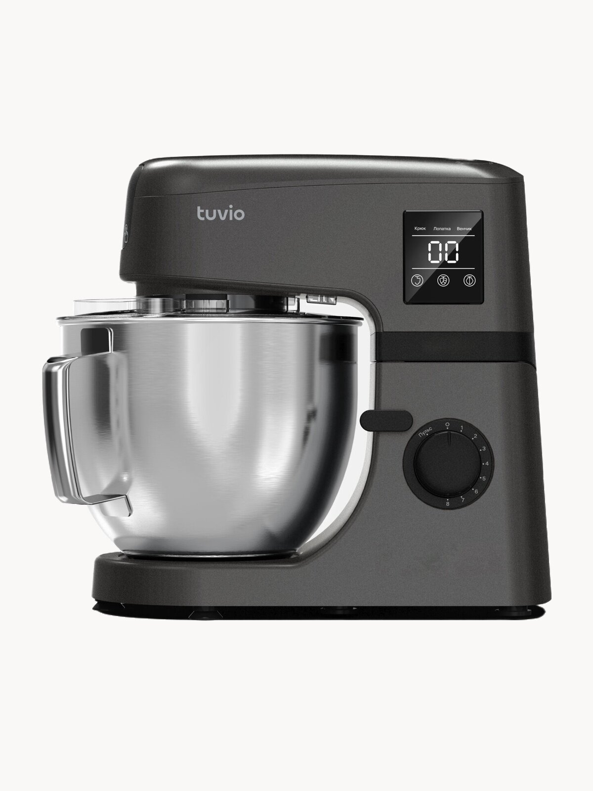 Кухонная машина с мясорубкой, овощерезкой и блендером Tuvio TKM03DFM, серая