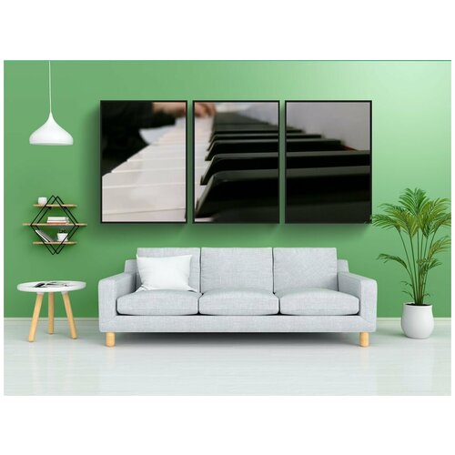 фото Набор модулных постеров для интерьера "фортепиано, музыка, крупный план" 60x90 см. в тубусе, без рамки lotsprints