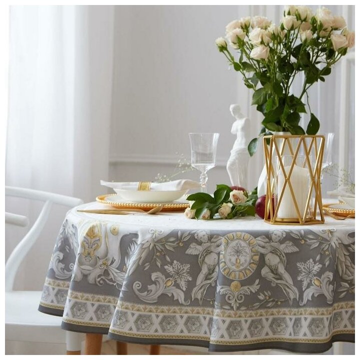фото Скатерть "Этель" Classic style d=150см +/-3см, 100% хл, саржа 190 гр/м2