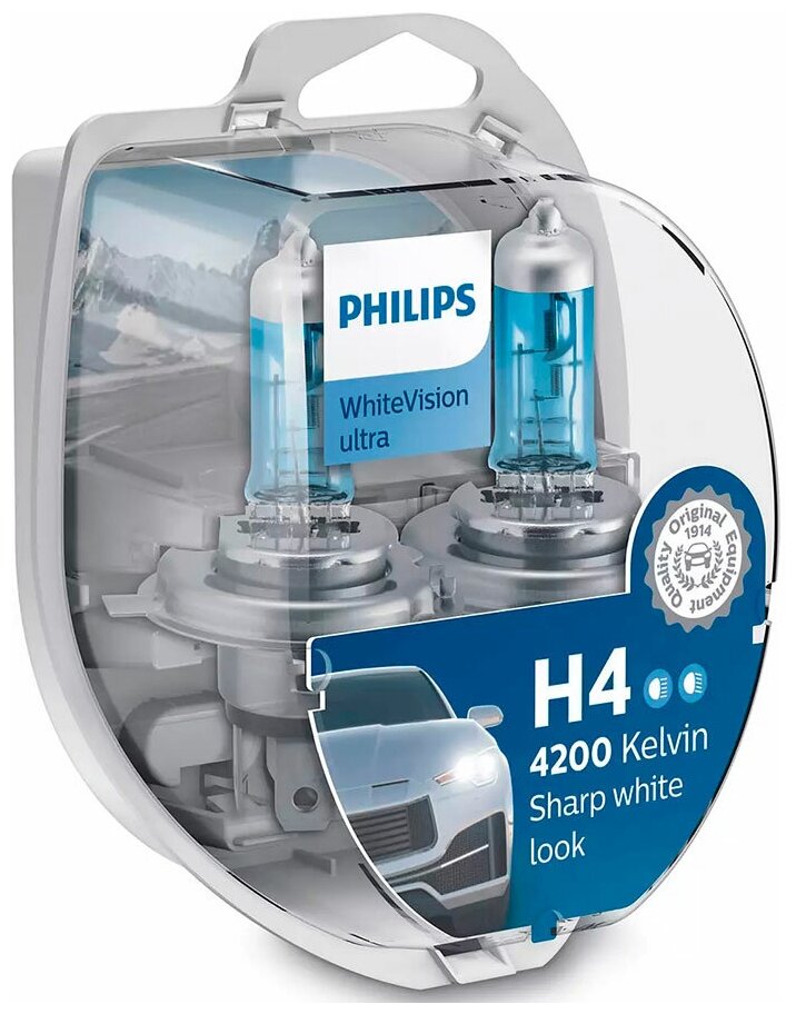 Лампы автомобильные PHILIPS White Vision Ultra H4 12V PHILIPS-12342WVUSM