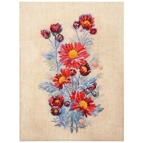 фото Набор для вышивания красные хризантемы 20 х 31 см марья искусница 04.004.05