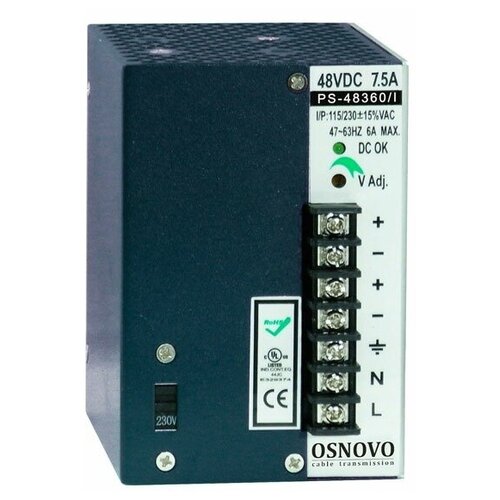 Электропитание приборов Osnovo PS-48360/I блок питания для систем видеонаблюдения osnovo ps 12012