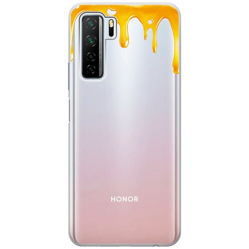 фото Силиконовый чехол на huawei nova 7 se / honor 30s / хонор 30 эс с 3d принтом "honey" прозрачный gosso