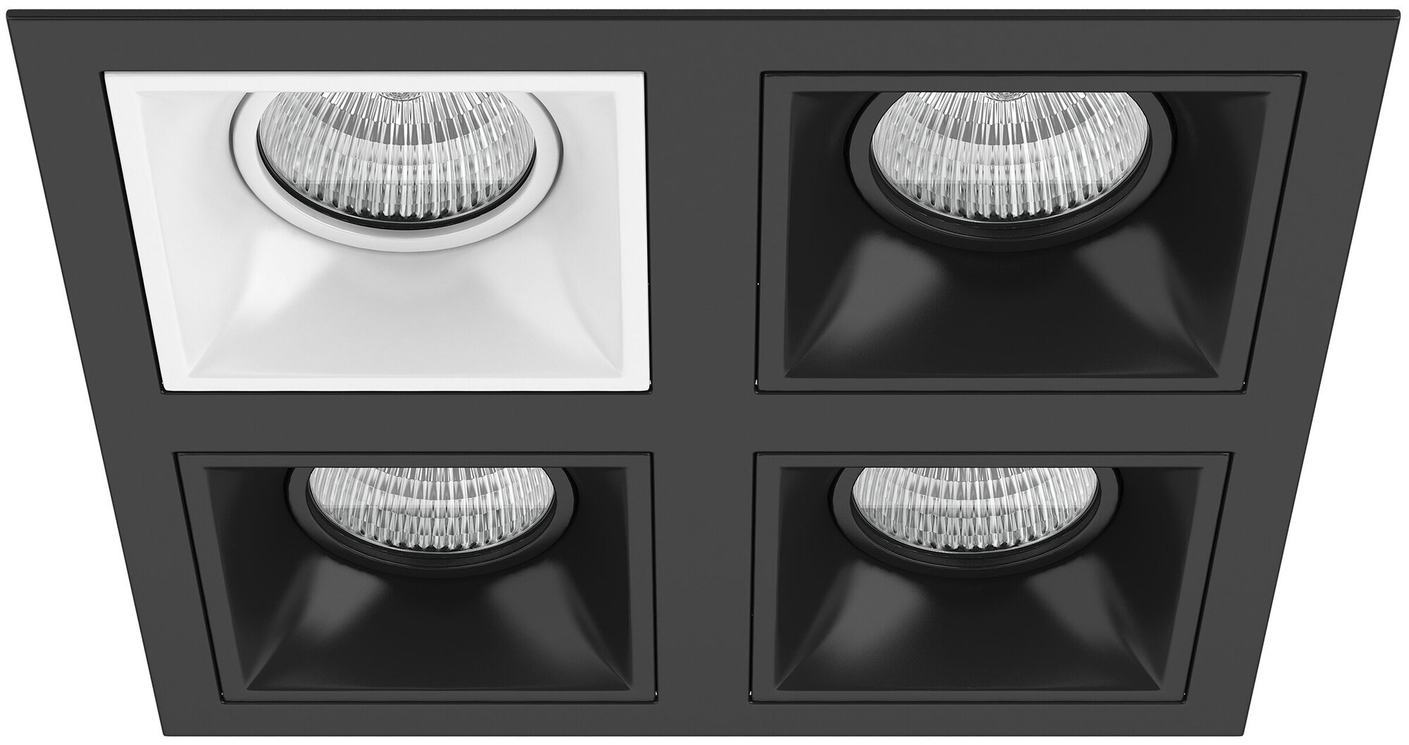 Встраиваемый светильник Lightstar Domino D54706070707, GU5.3, 200Вт, кол-во ламп:4шт, Черный