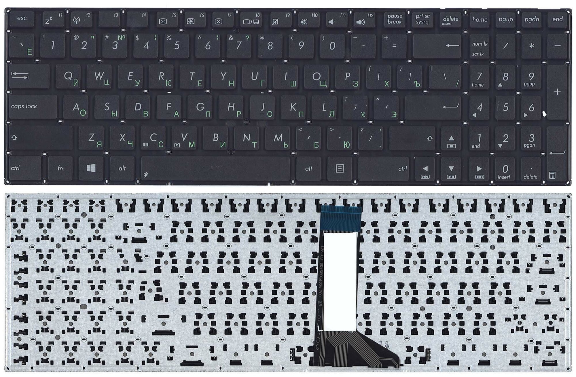 Клавиатура для ноутбука Asus X551 X551CA X551MA черная без рамки (плоский Enter) арт 011483