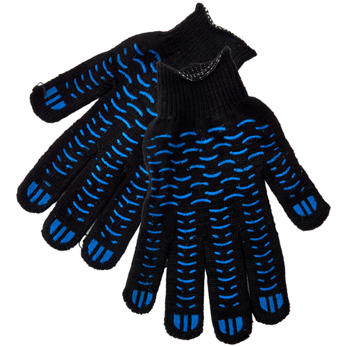 Перчатки ХБ, защитные перчатки, 6 нитей, с ПВХ покрытием черные, 10 класс