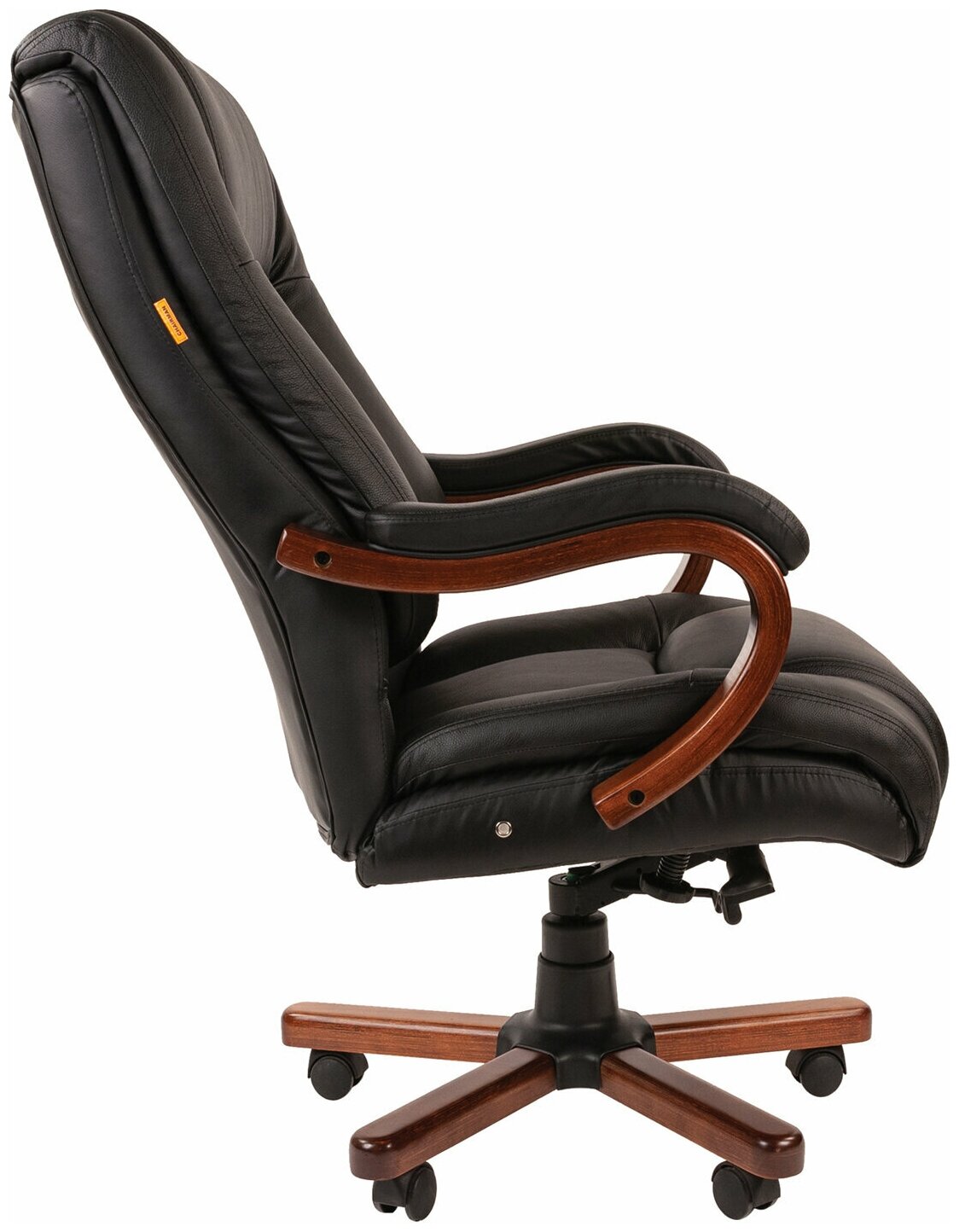 Кресло из натуральной кожи CH 503, нагрузка до 180 кг, дерево, черное - фотография № 3