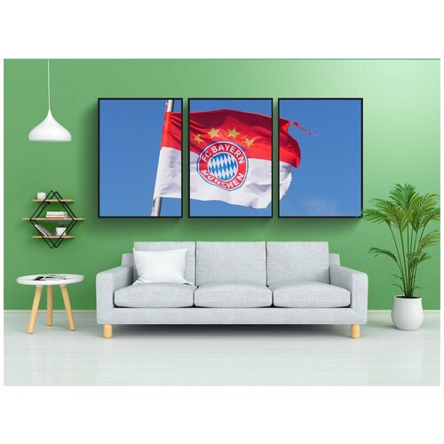 фото Набор модулных постеров для интерьера "фк бавария мюнхен, флаг клуба, испытанный штормом" 60x90 см. в тубусе, без рамки lotsprints