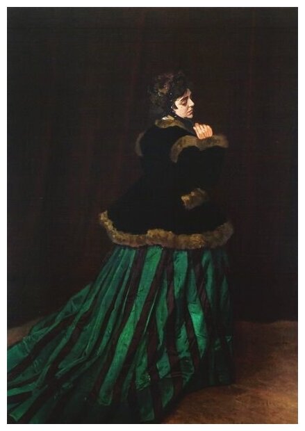 Репродукция на холсте Женщина в Зеленом Платье (The Woman in the Green Dress) Моне Клод 50см. x 72см.