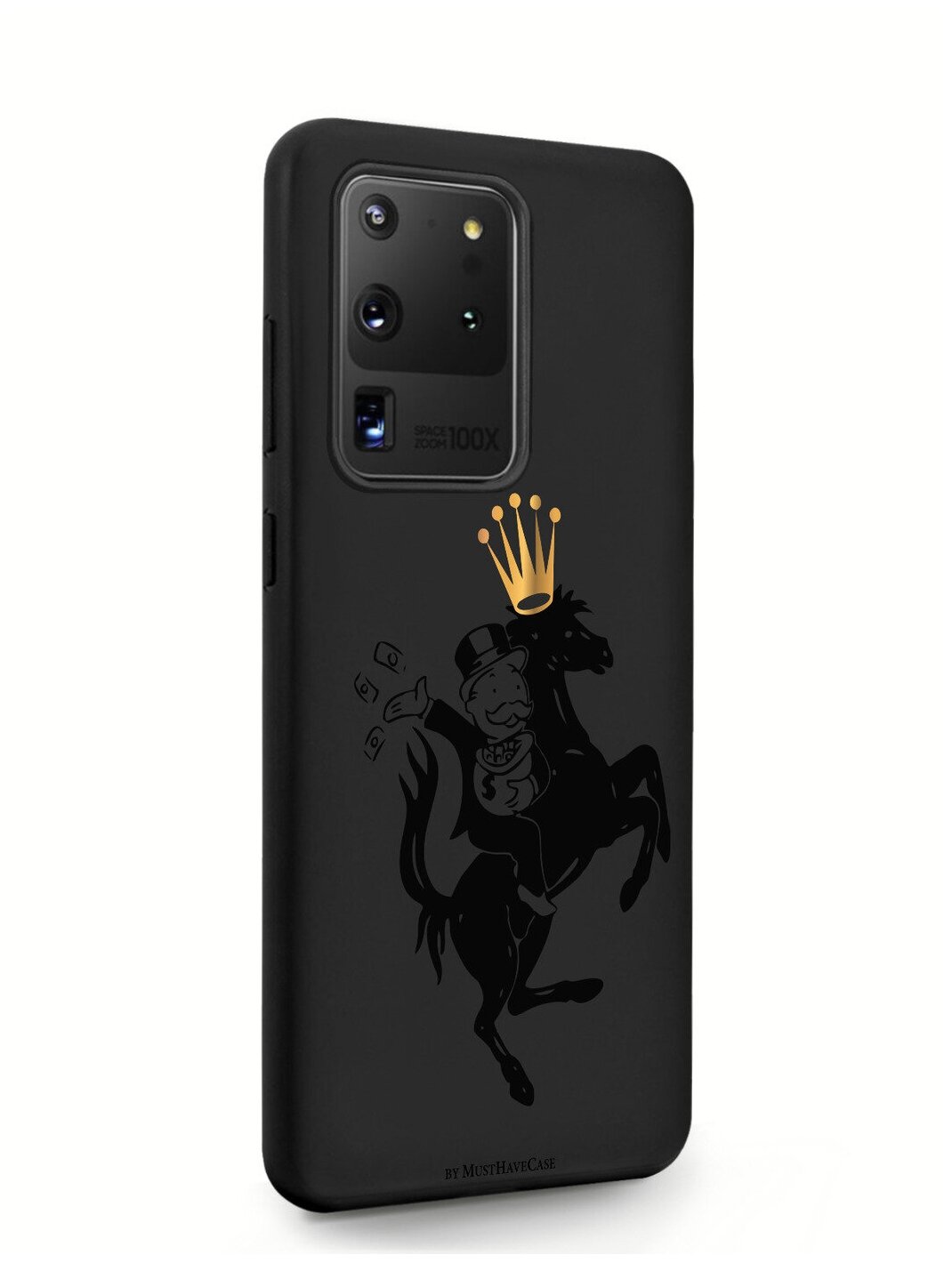 Черный силиконовый чехол MustHaveCase для Samsung Galaxy S20 Ultra Monopoly на коне для Самсунг Галакси C20 Ультра Противоударный