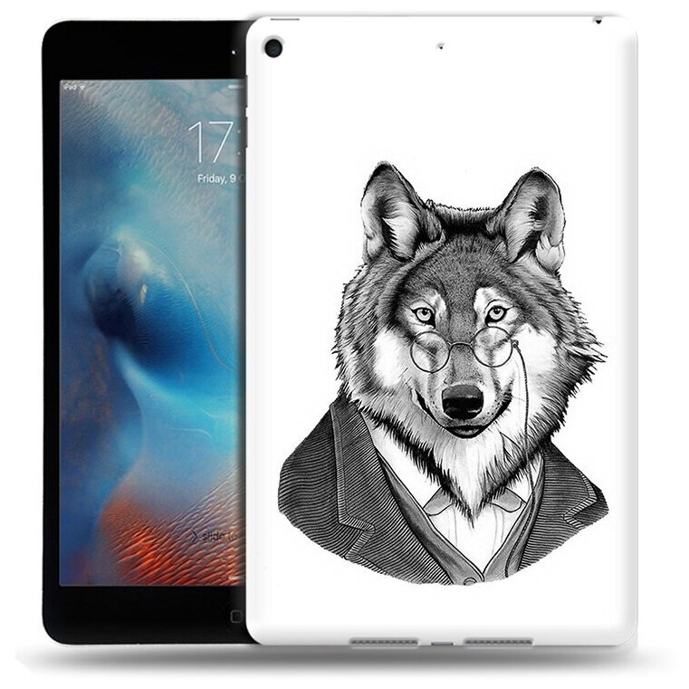 Чехол задняя-панель-накладка-бампер MyPads волк в пиджаке для iPad mini 1/iPad mini 2/iPad mini 3-A1432/A1454/A1455/A1489/A1490/A1491/A1599/A1601 противоударный