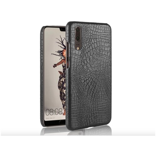 Чехол-панельs для Samsung Galaxy M20 SM-M205F (2019) тонкий задний бампер на пластиковой основе с отделкой под кожу крокодила черный